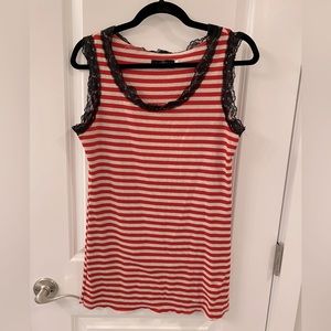 Red & White Stripe | Camis Tank Top | Large